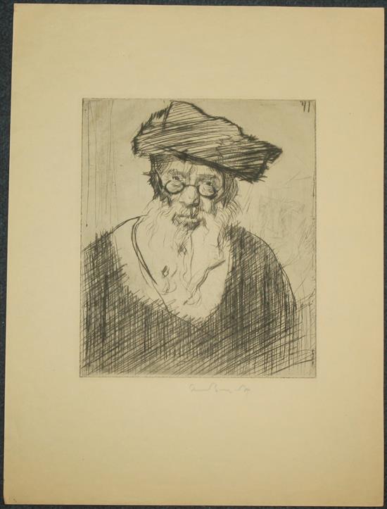 Frank Brangwyn (1867-1956) Portrait of a Rabbi, overall 12.5 x 9.25in. unframed